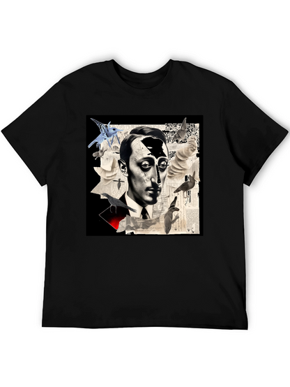 Artistic Mens Graphic Tee: Surreal Portrait