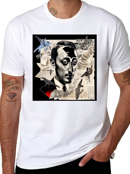 Artistic Mens Graphic Tee: Surreal Portrait