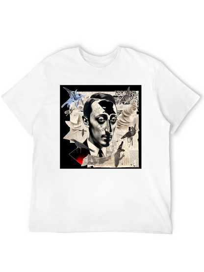 Artistic Mens Graphic Tee: Surreal Portrait