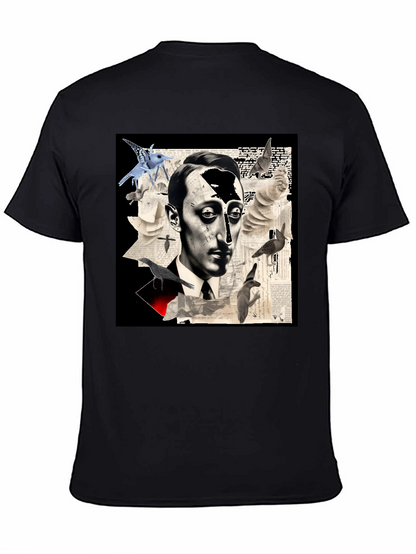 Artistic Mens Graphic Tee: Surreal Portrait