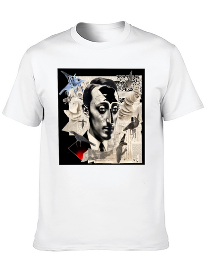 Artistic Mens Graphic Tee: Surreal Portrait