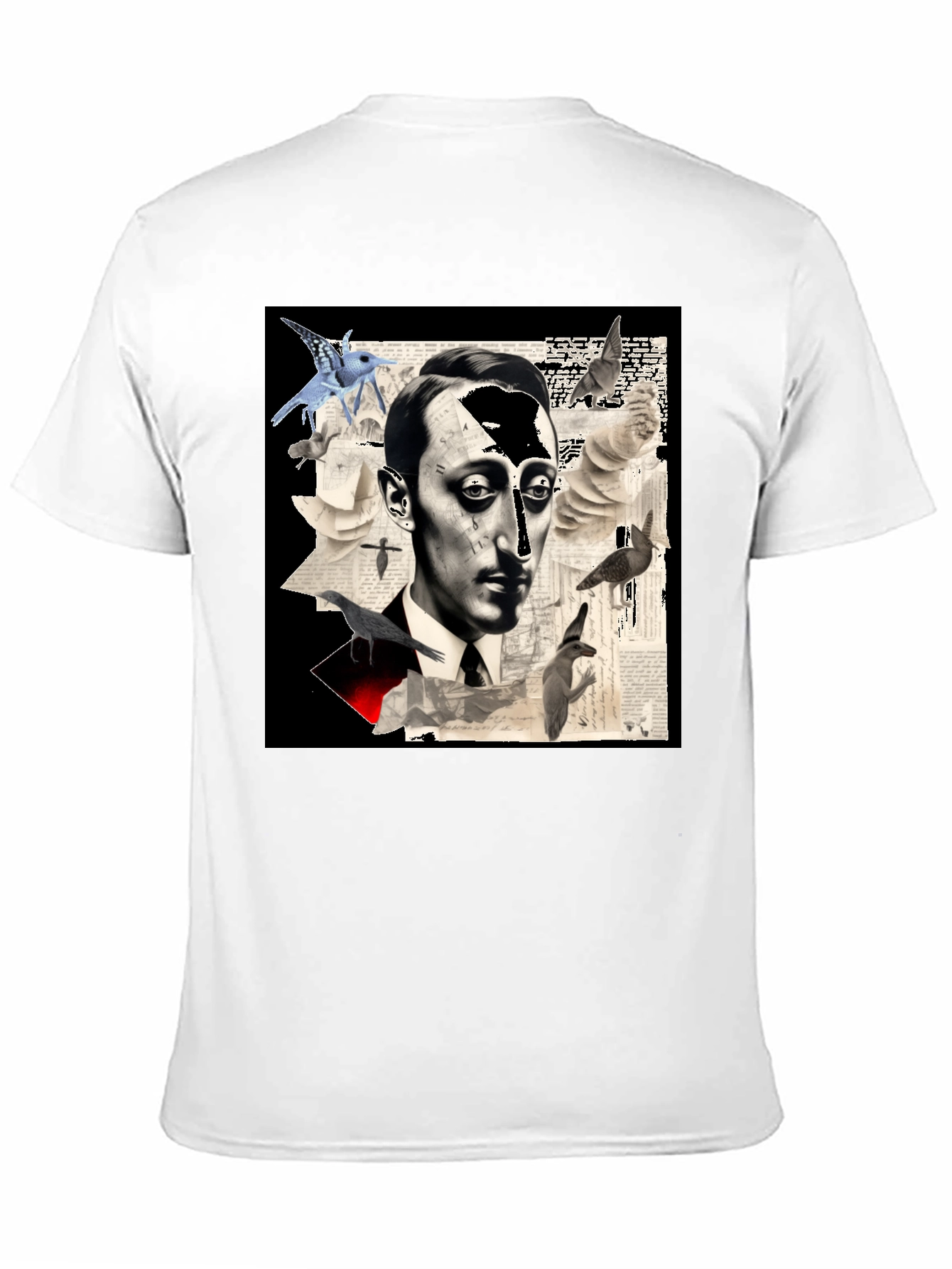Artistic Mens Graphic Tee: Surreal Portrait