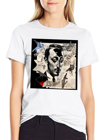 Artistic Mens Graphic Tee: Surreal Portrait