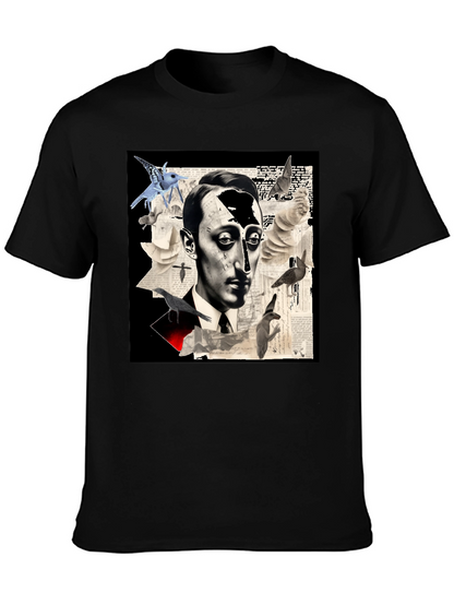 Artistic Mens Graphic Tee: Surreal Portrait