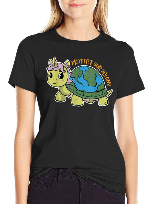 Unicorn Turtle Graphic Tee - Protect Our Oceans T-Shirt