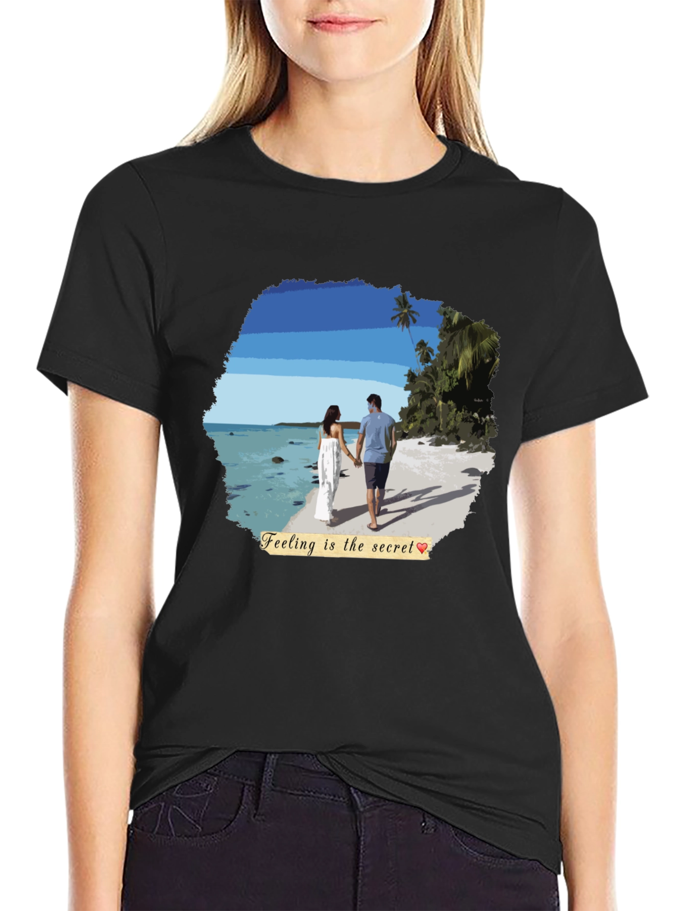 Beach Couple T-Shirt: Feeling Is The Secret