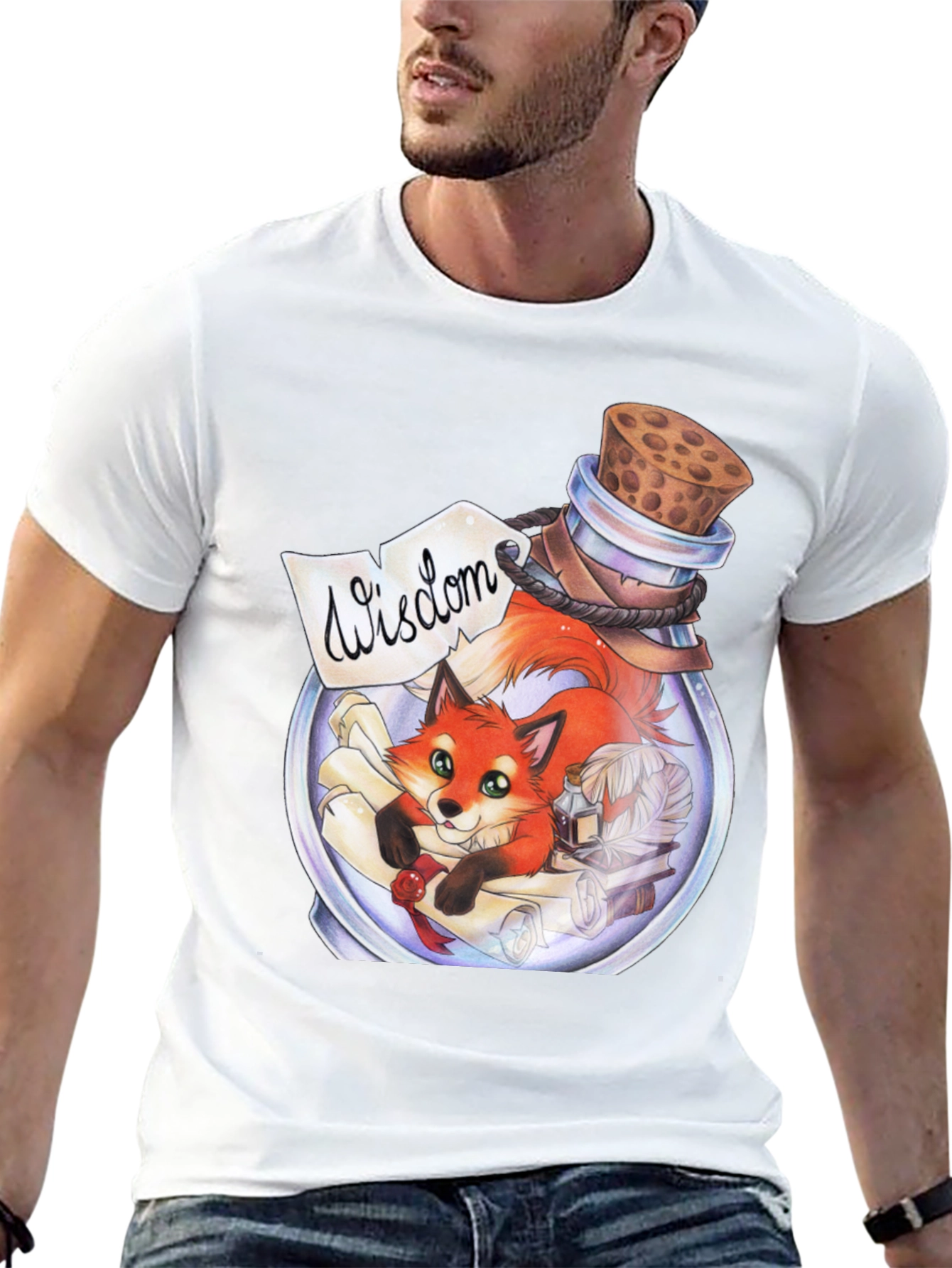 Whimsical Fox in a Bottle Graphic Tee