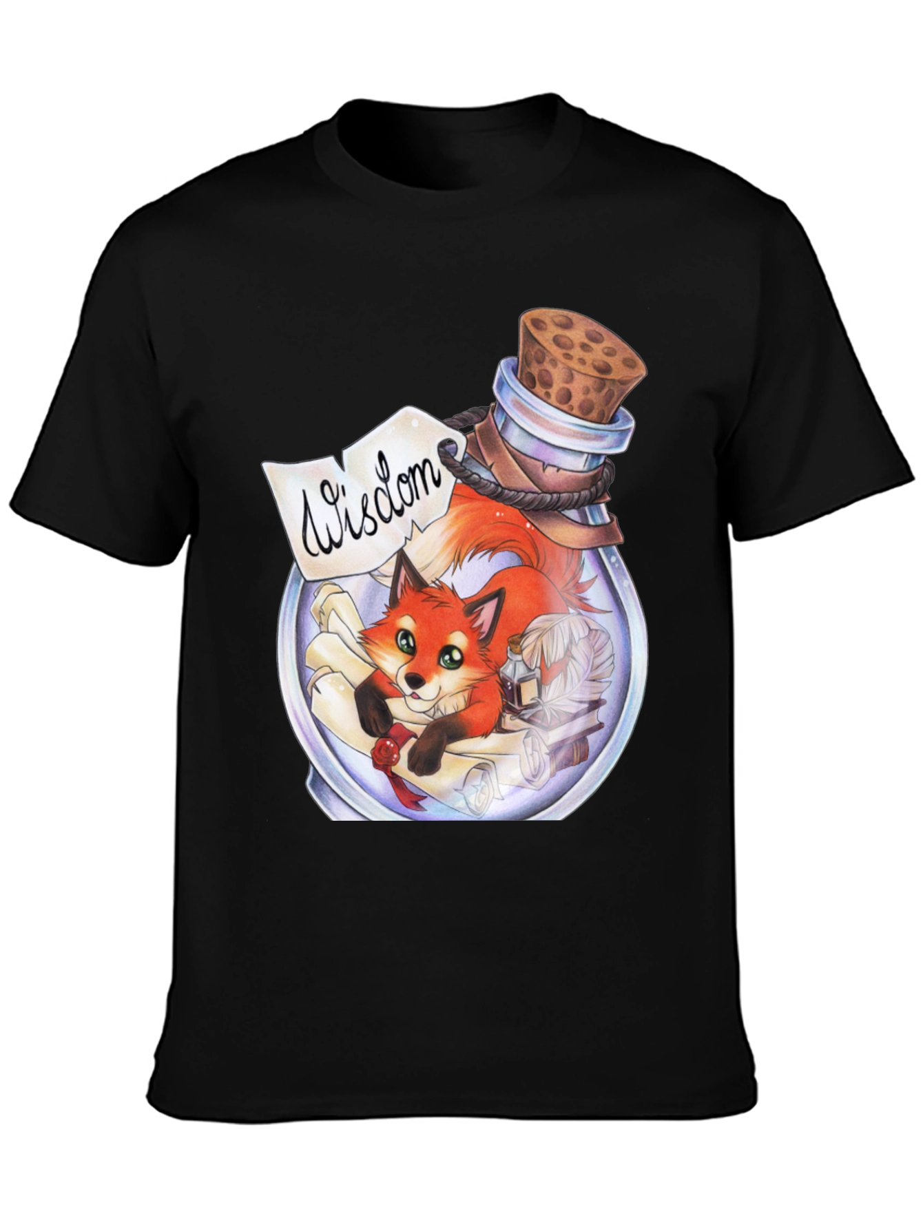 Whimsical Fox in a Bottle Graphic Tee