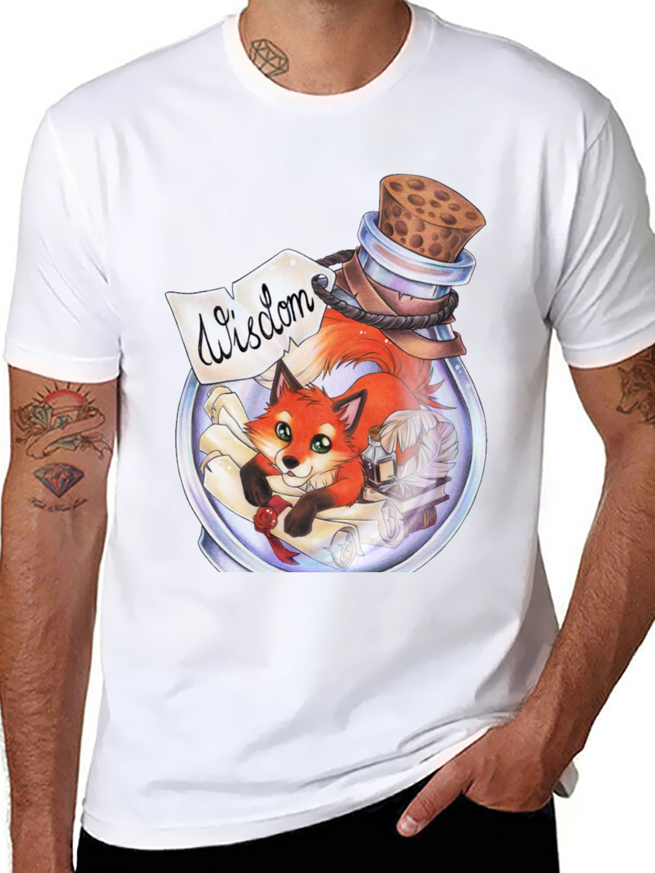 Whimsical Fox in a Bottle Graphic Tee