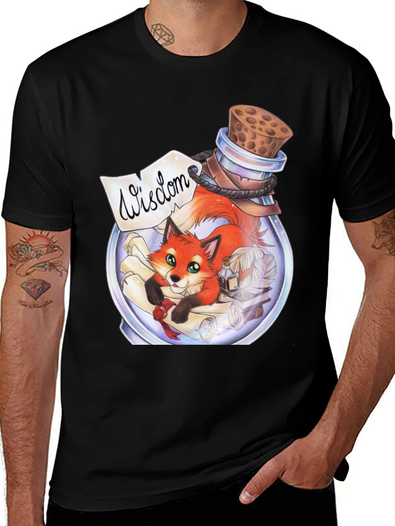 Whimsical Fox in a Bottle Graphic Tee