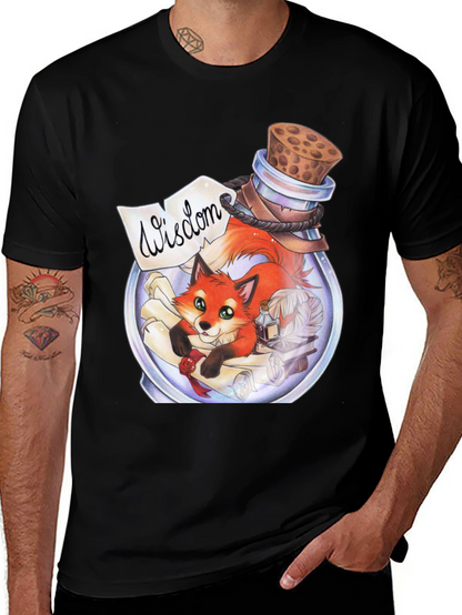 Whimsical Fox in a Bottle Graphic Tee