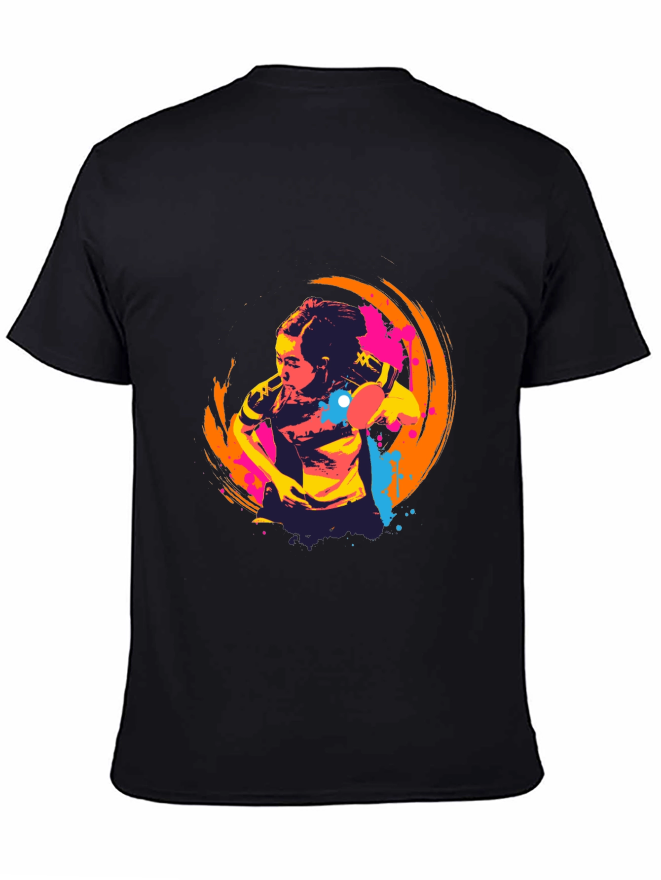 Abstract Table Tennis Graphic Tee - Black