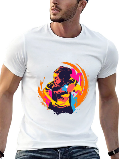 Abstract Table Tennis Graphic Tee - Black