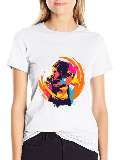 Abstract Table Tennis Graphic Tee - Black