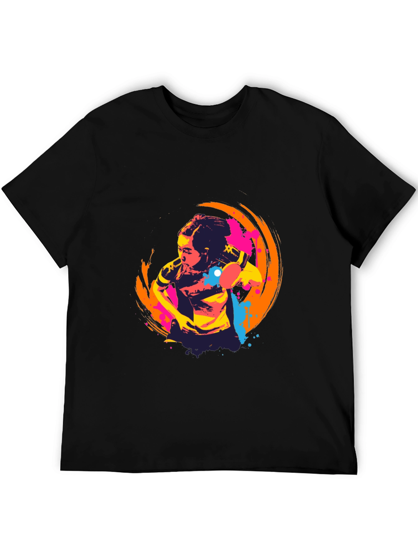 Abstract Table Tennis Graphic Tee - Black