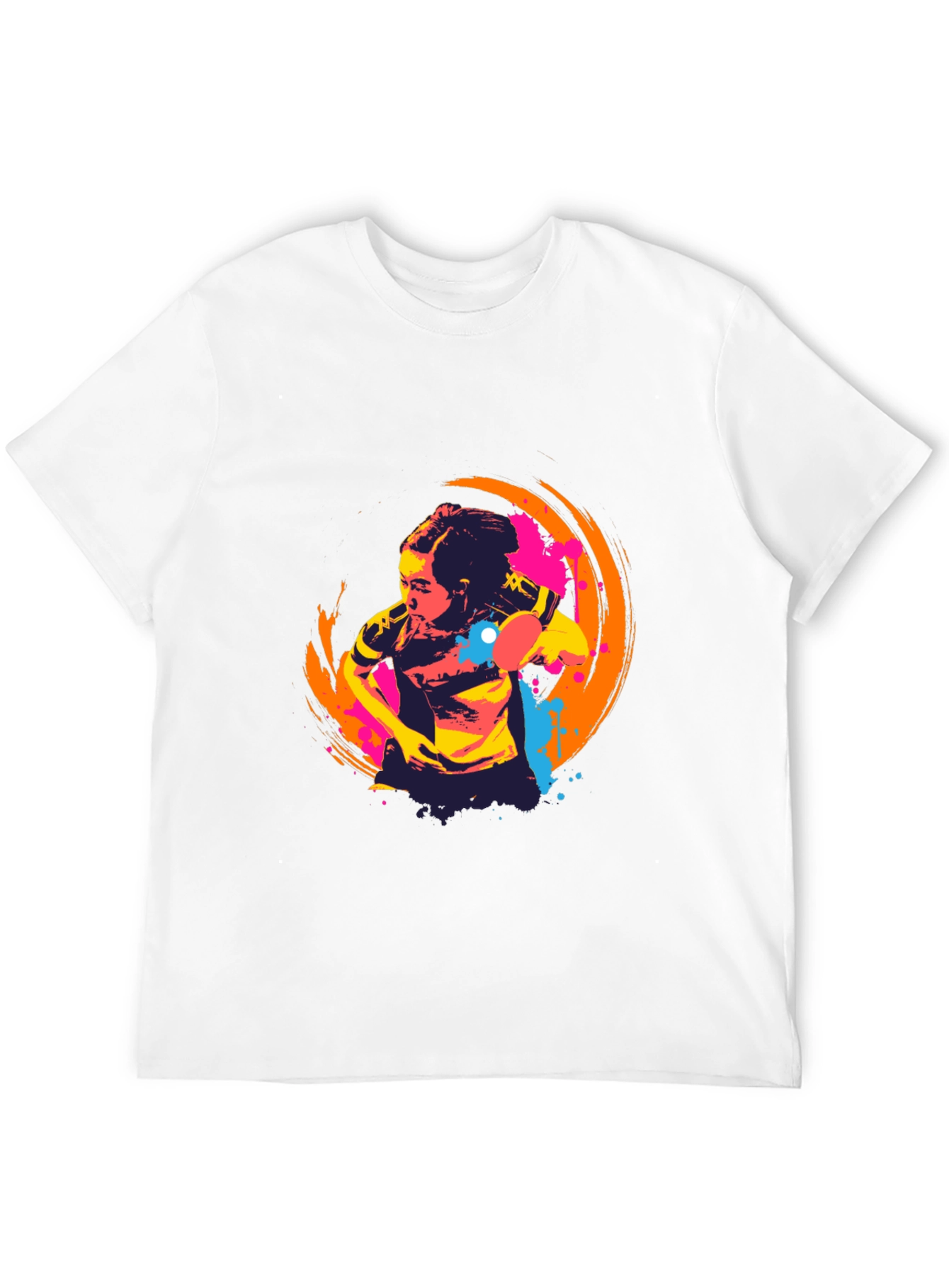 Abstract Table Tennis Graphic Tee - Black