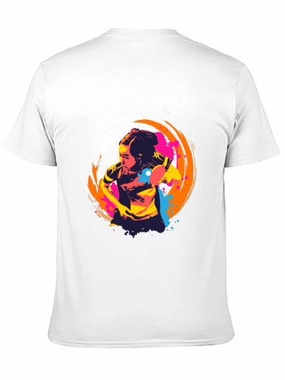 Abstract Table Tennis Graphic Tee - Black