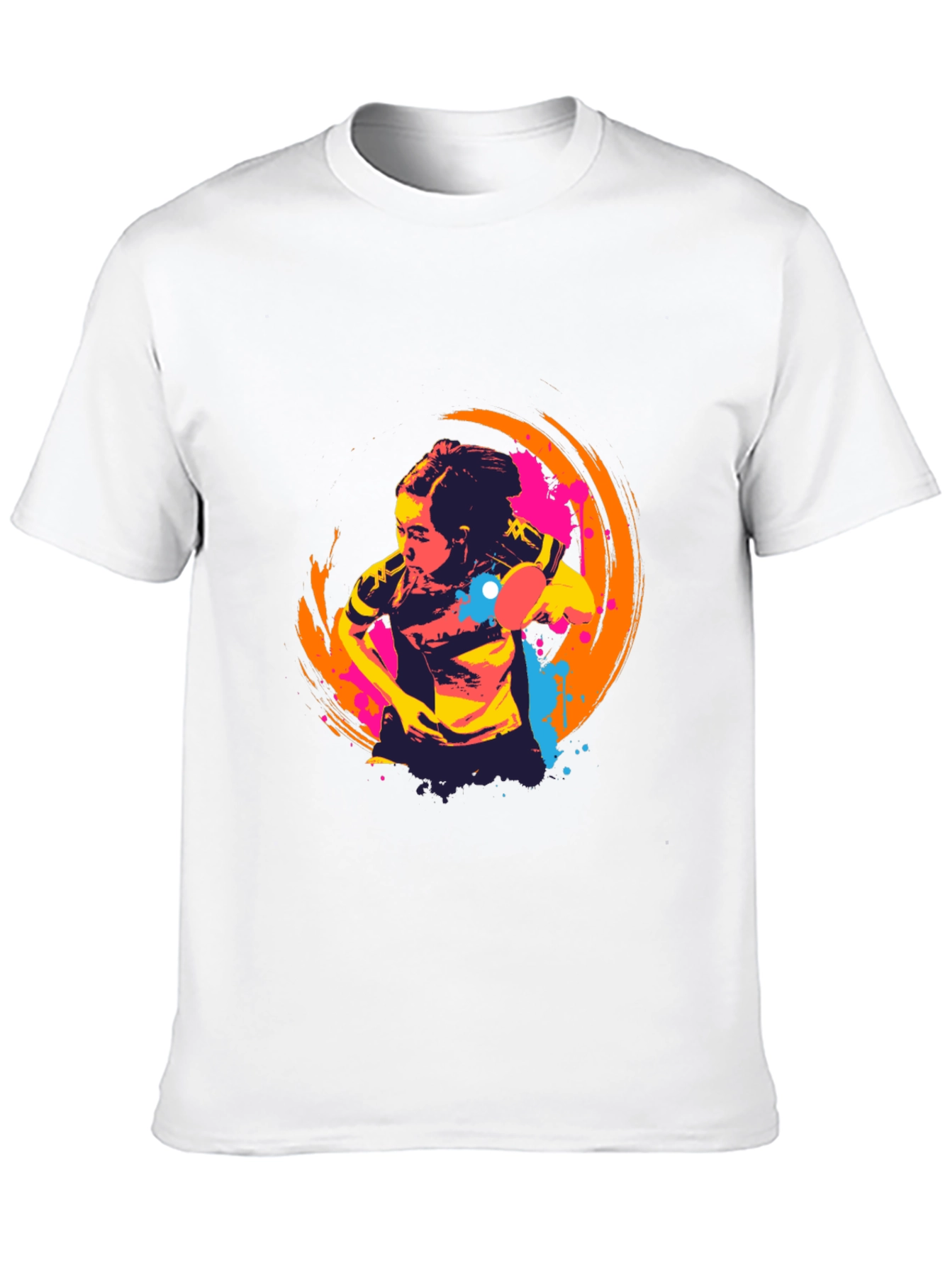 Abstract Table Tennis Graphic Tee - Black