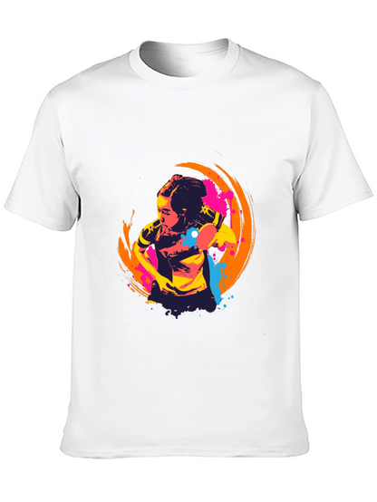 Abstract Table Tennis Graphic Tee - Black