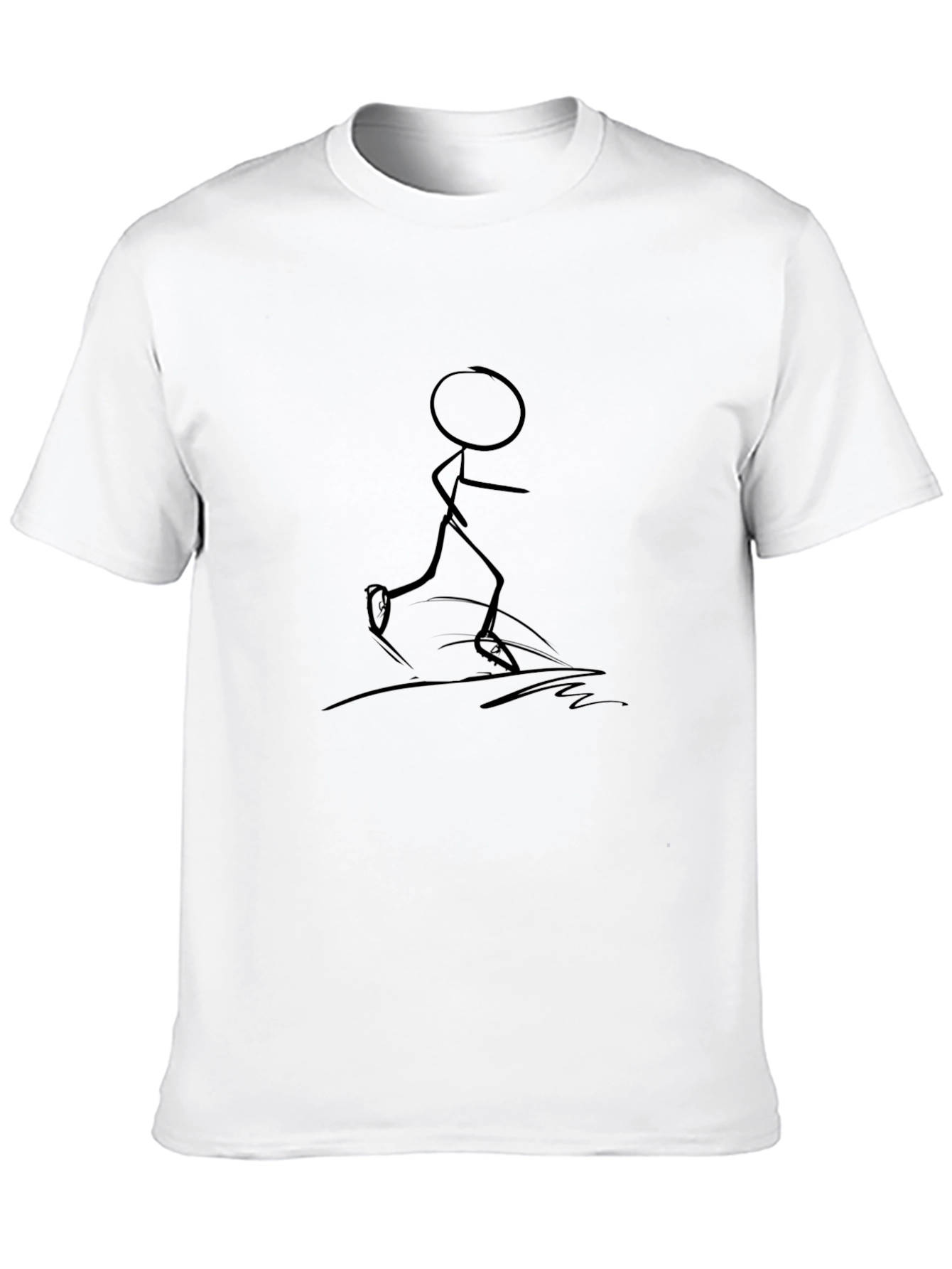 Stick Figure Running Black T-Shirt