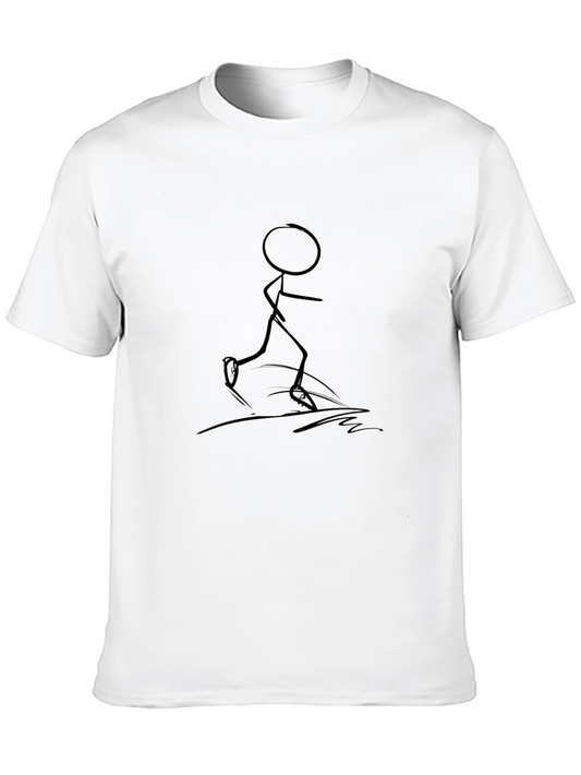 Stick Figure Running Black T-Shirt