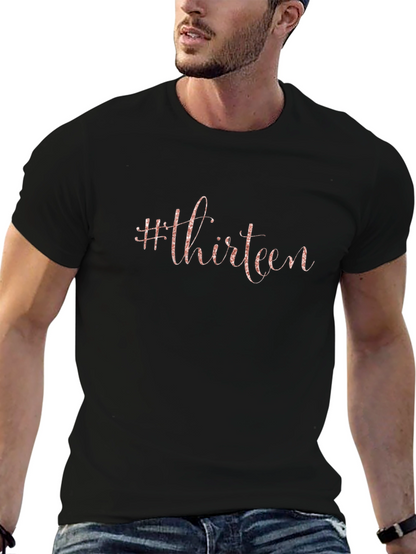 #Thirteen Graphic Print Black T-Shirt - Stylish Birthday Tee