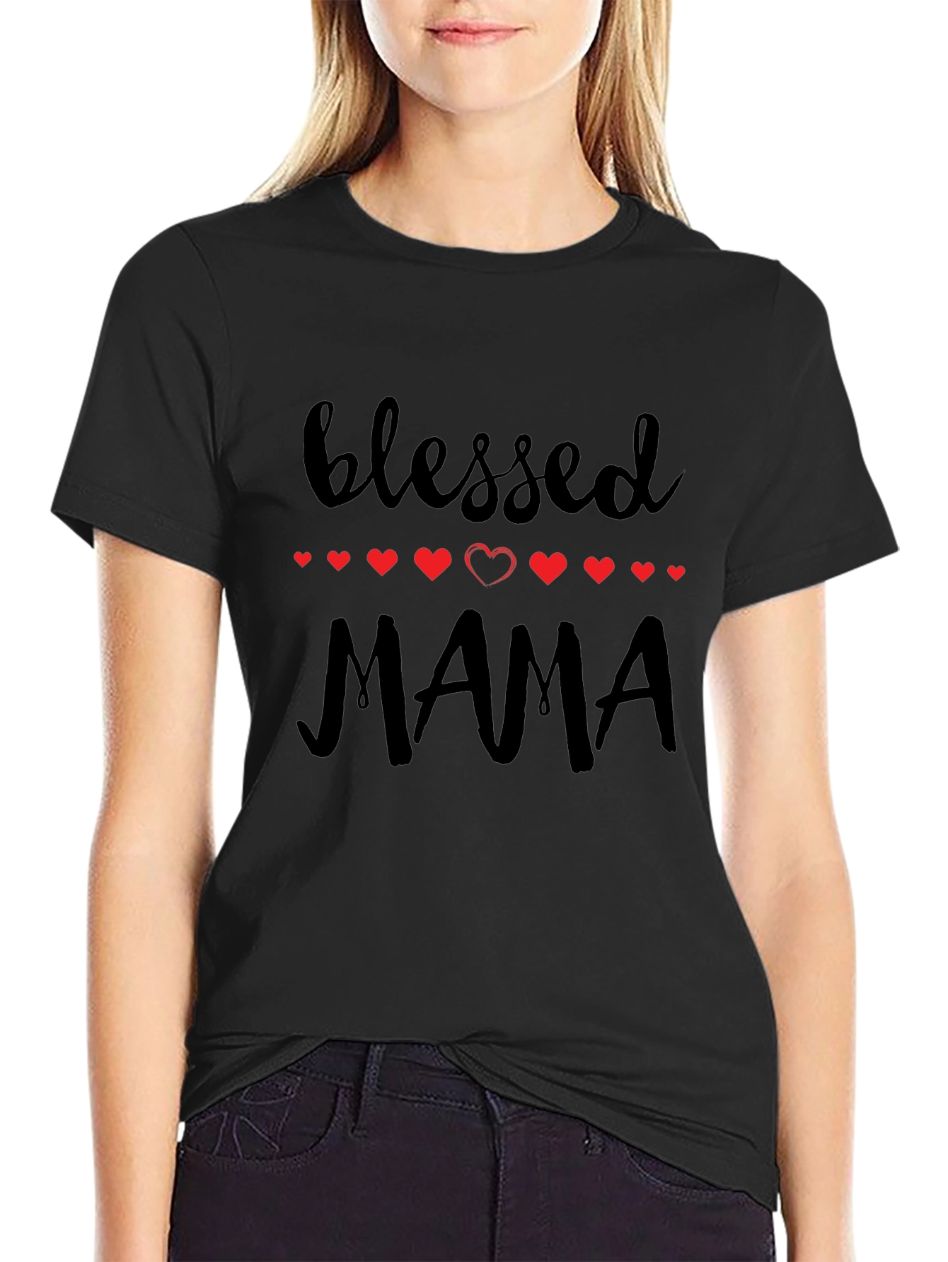 Blessed Mama Graphic Tee - Black