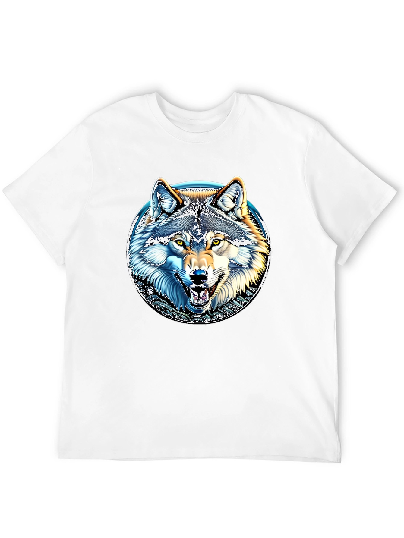 Wolf Graphic Print Crew Neck T-Shirt