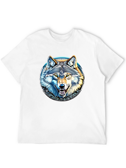 Wolf Graphic Print Crew Neck T-Shirt