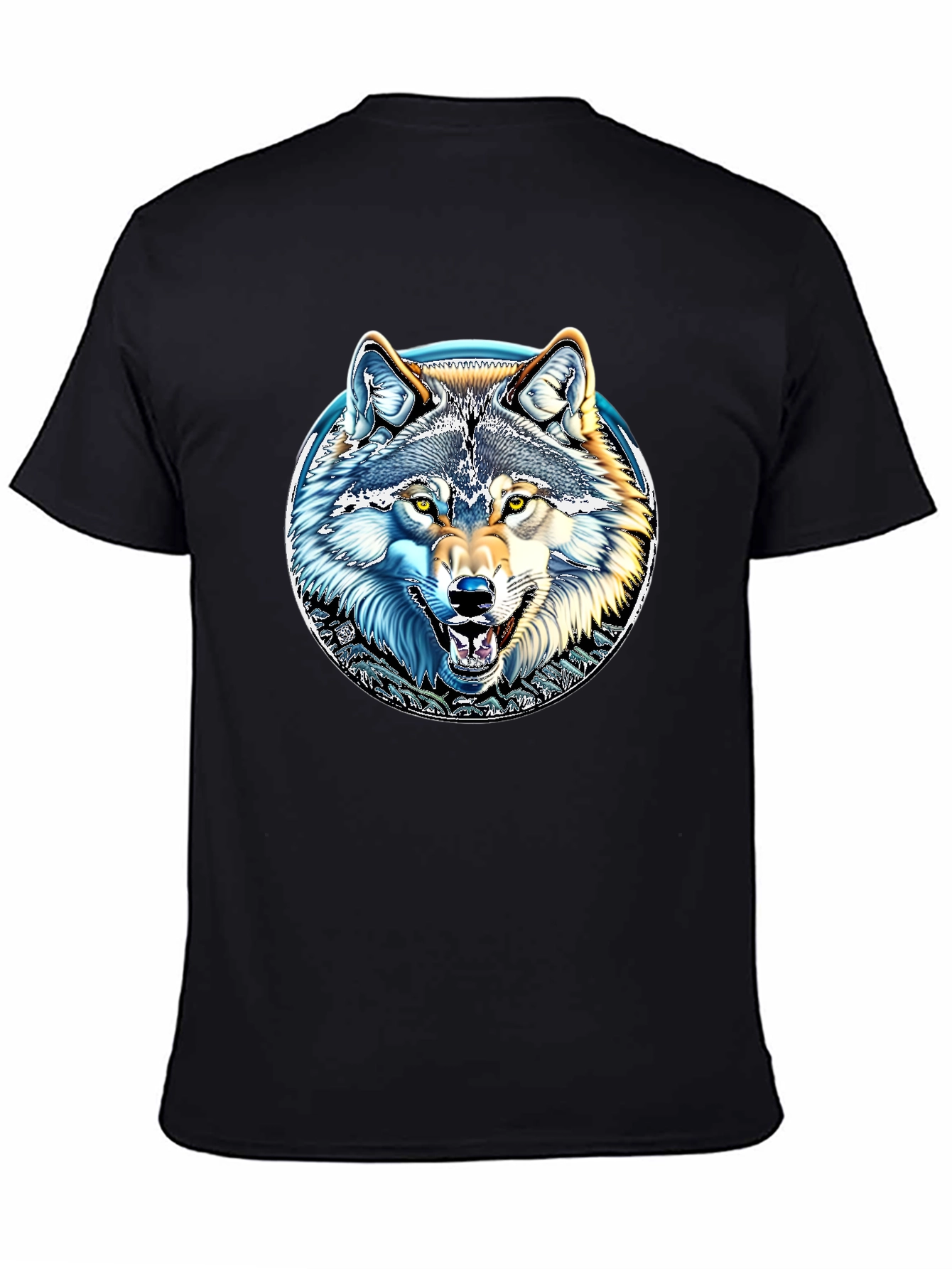 Wolf Graphic Print Crew Neck T-Shirt