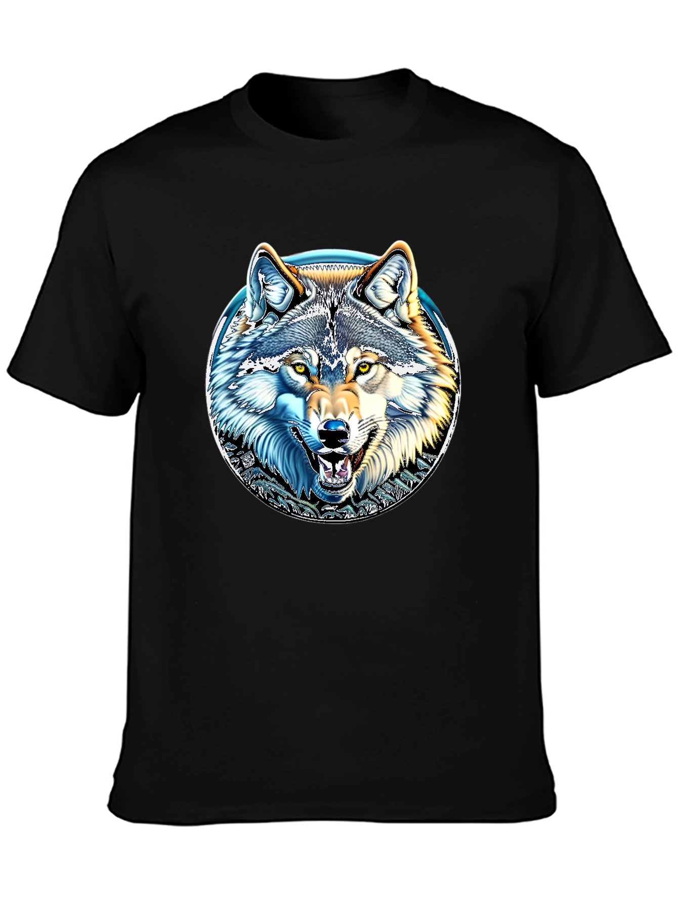 Wolf Graphic Print Crew Neck T-Shirt