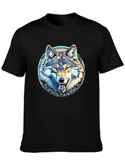 Wolf Graphic Print Crew Neck T-Shirt