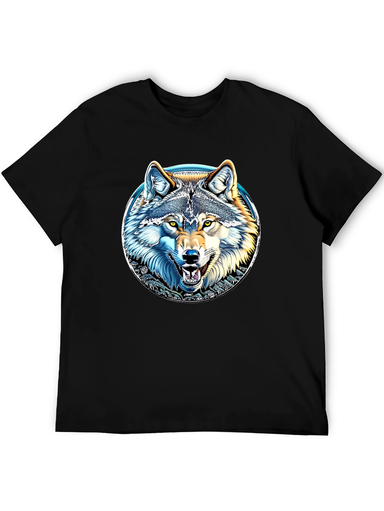 Wolf Graphic Print Crew Neck T-Shirt