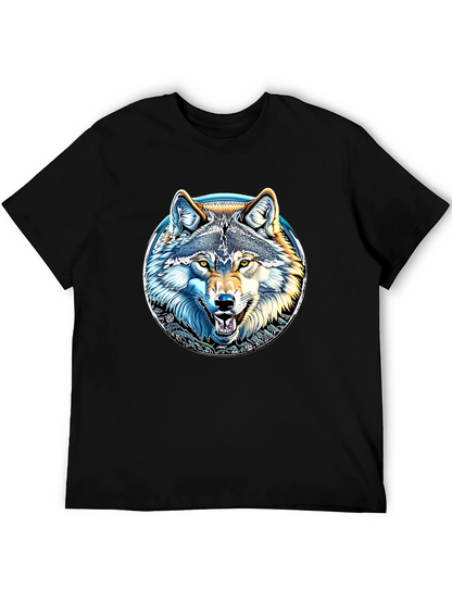 Wolf Graphic Print Crew Neck T-Shirt