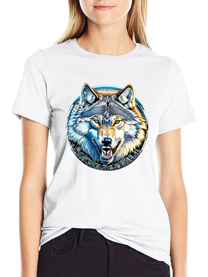 Wolf Graphic Print Crew Neck T-Shirt