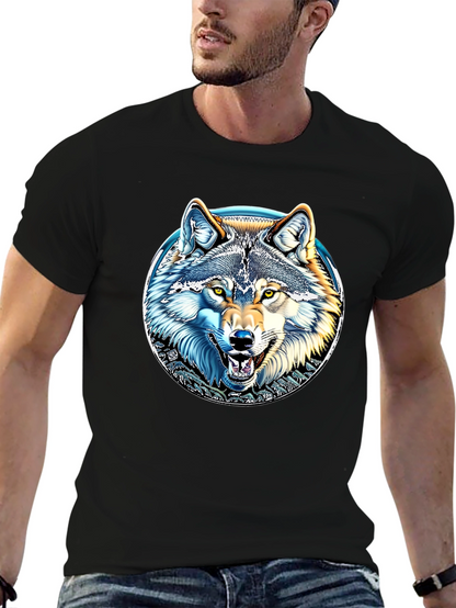 Wolf Graphic Print Crew Neck T-Shirt