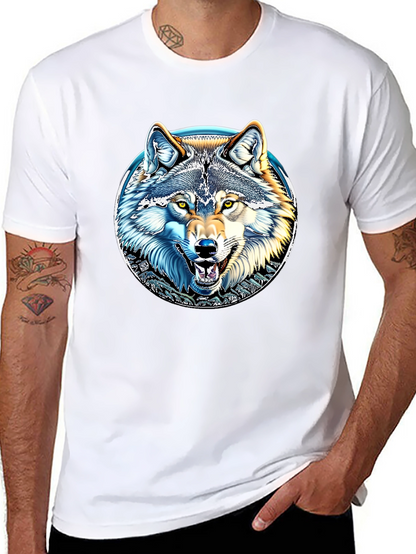 Wolf Graphic Print Crew Neck T-Shirt