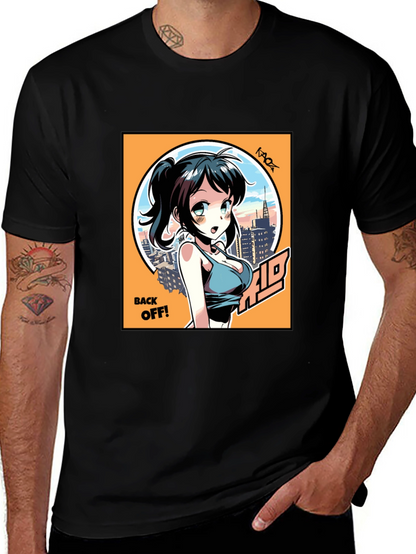 Anime Girl Graphic T-Shirt: Back Off! Design