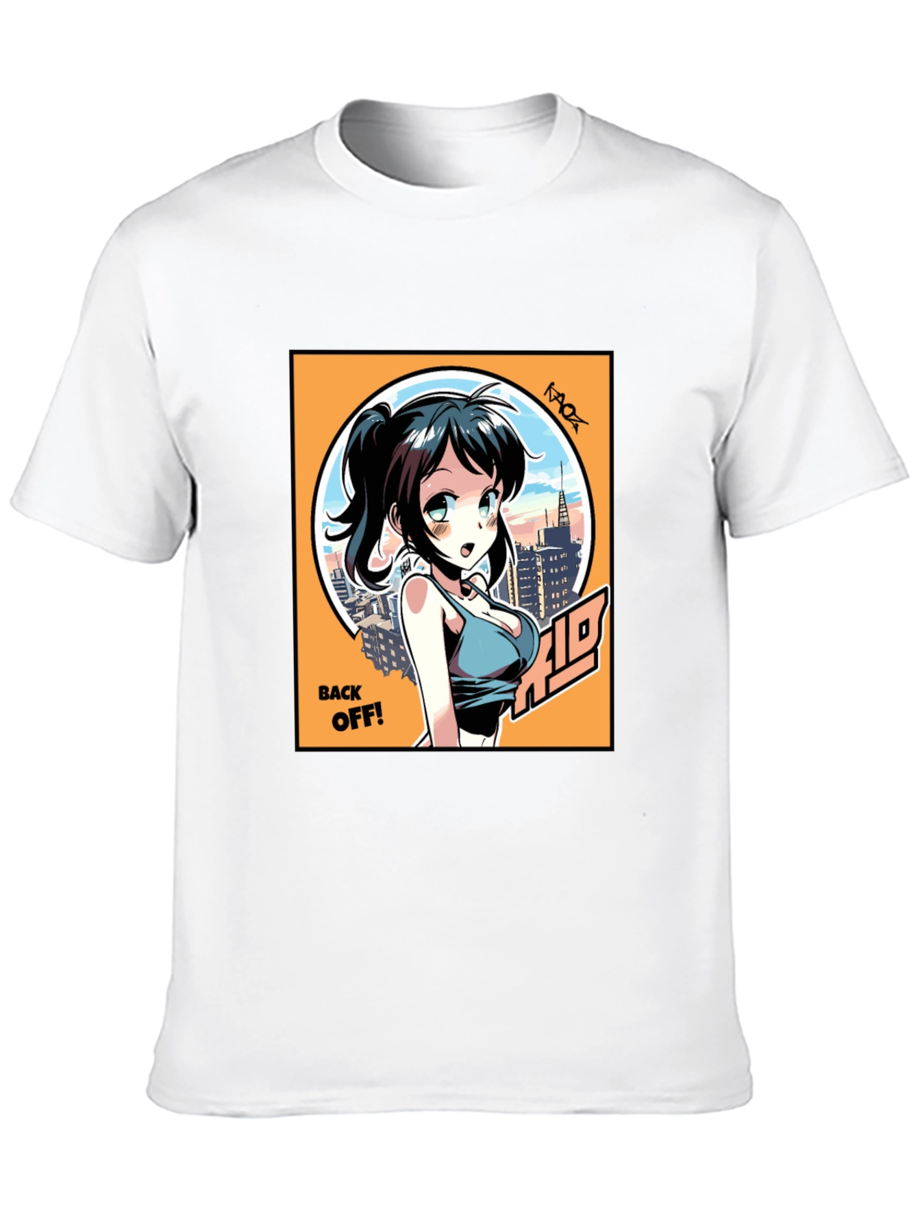 Anime Girl Graphic T-Shirt: Back Off! Design