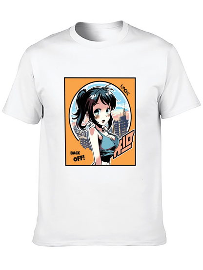 Anime Girl Graphic T-Shirt: Back Off! Design