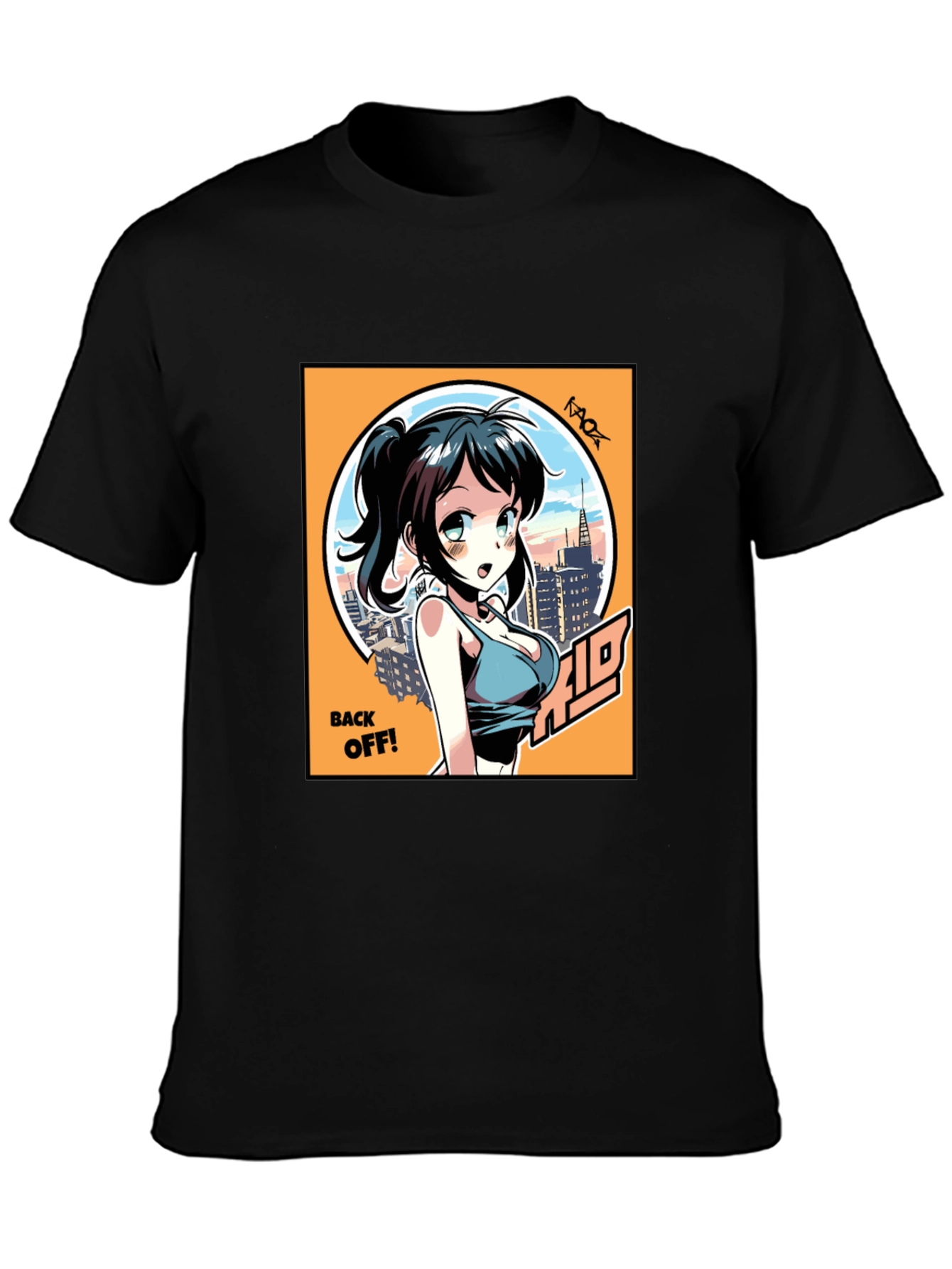 Anime Girl Graphic T-Shirt: Back Off! Design