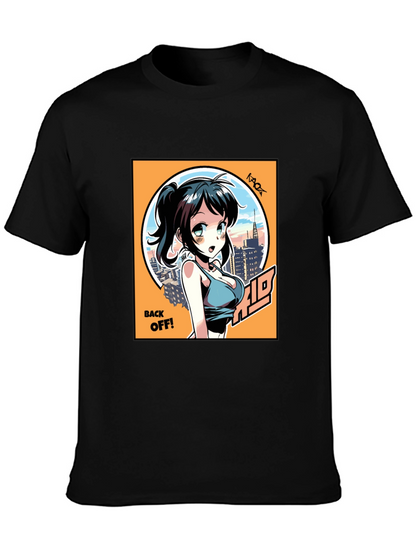 Anime Girl Graphic T-Shirt: Back Off! Design