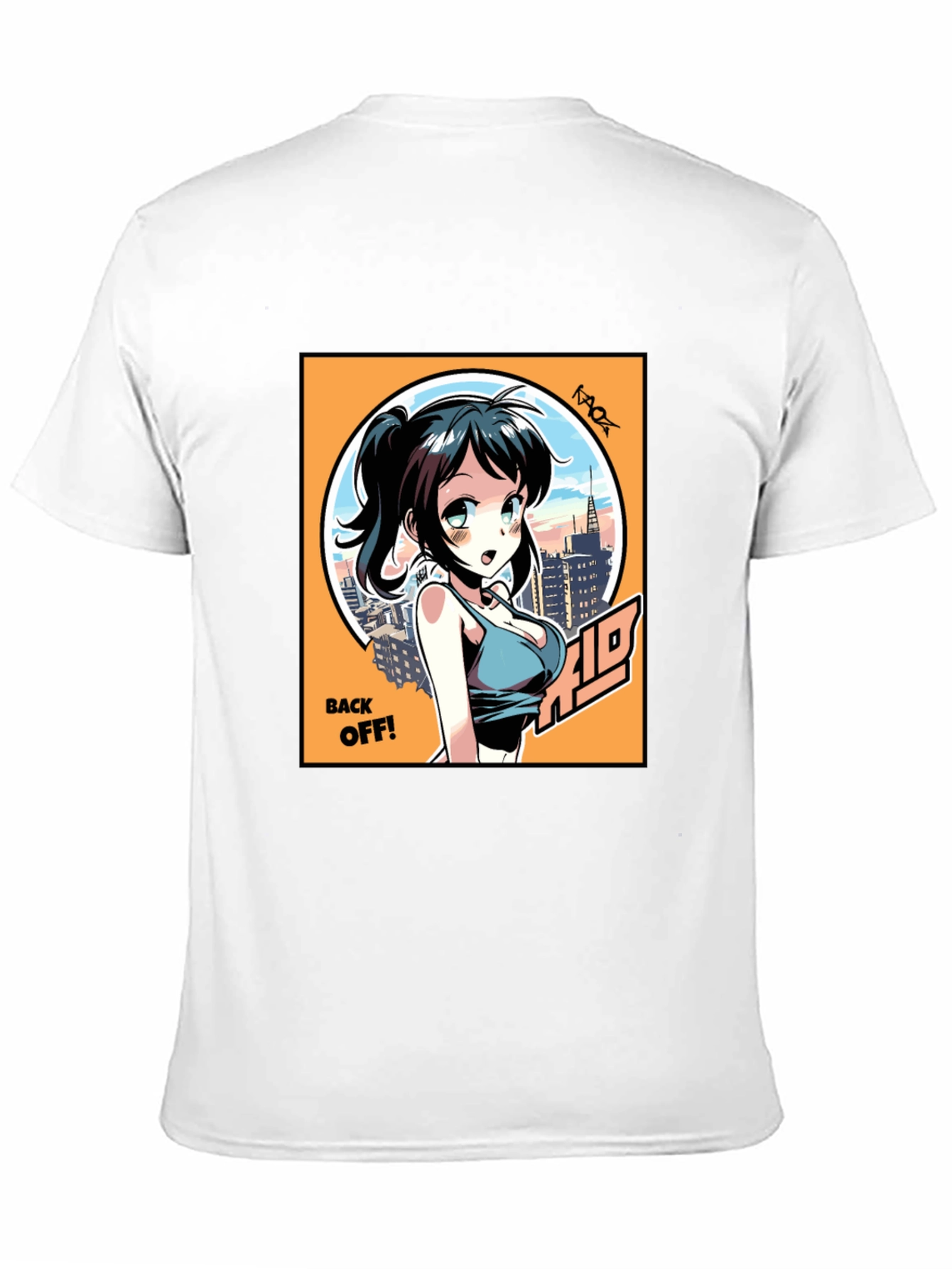 Anime Girl Graphic T-Shirt: Back Off! Design