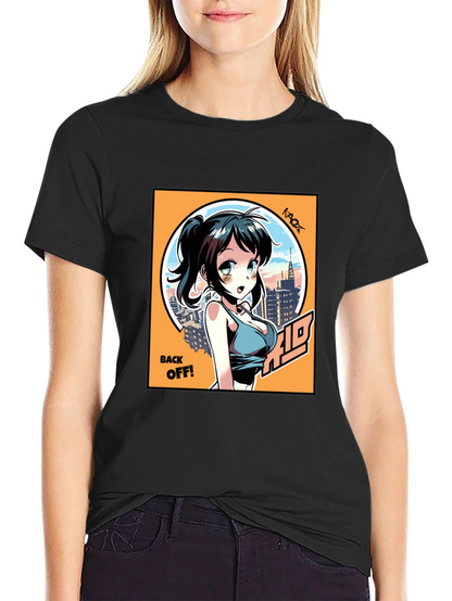 Anime Girl Graphic T-Shirt: Back Off! Design