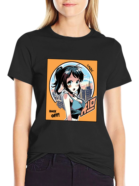 Anime Girl Graphic T-Shirt: Back Off! Design