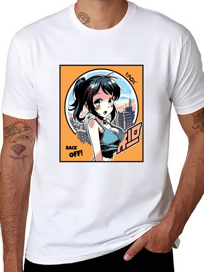 Anime Girl Graphic T-Shirt: Back Off! Design