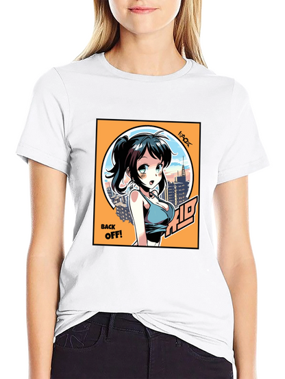 Anime Girl Graphic T-Shirt: Back Off! Design