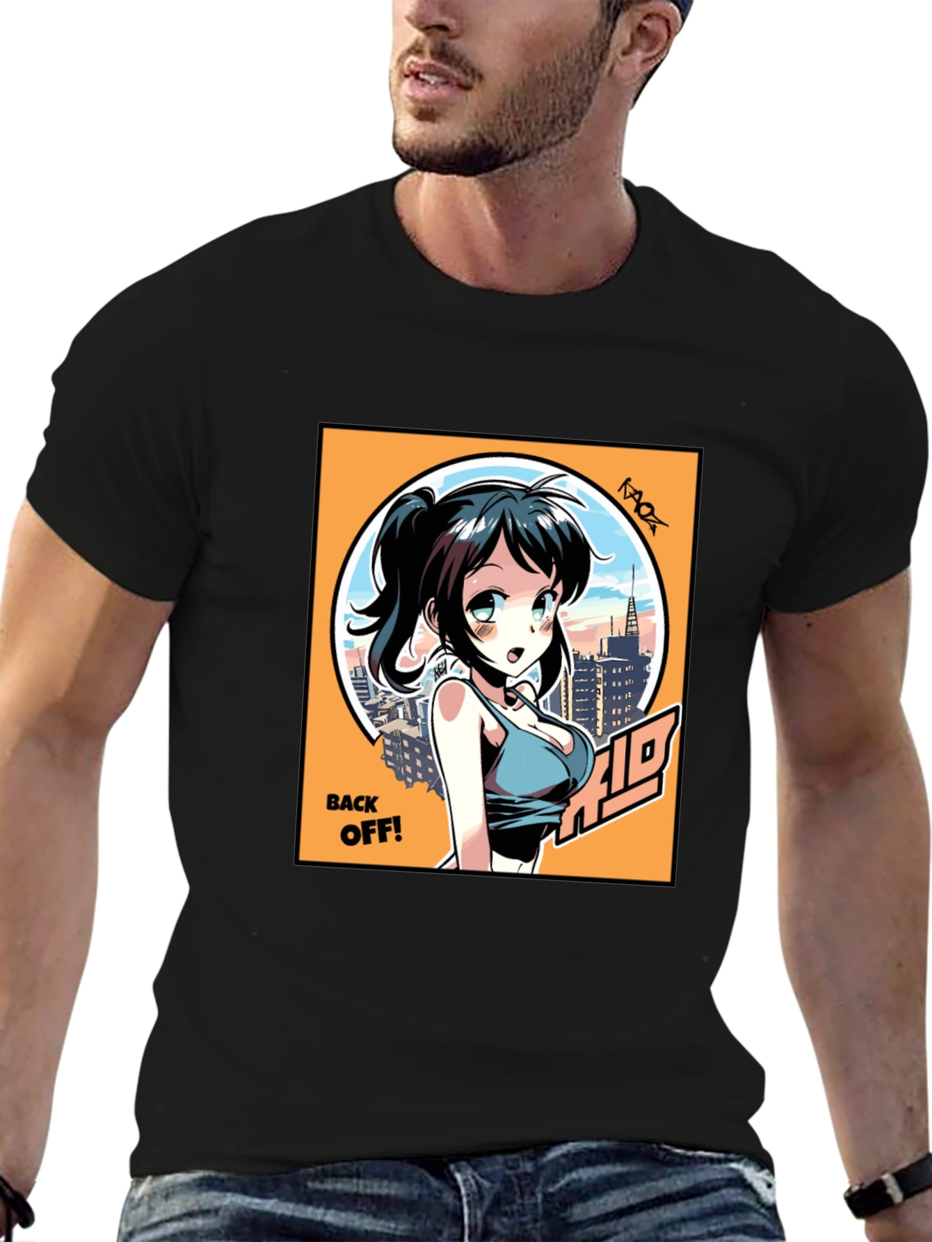 Anime Girl Graphic T-Shirt: Back Off! Design