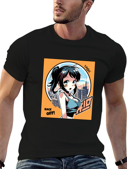 Anime Girl Graphic T-Shirt: Back Off! Design