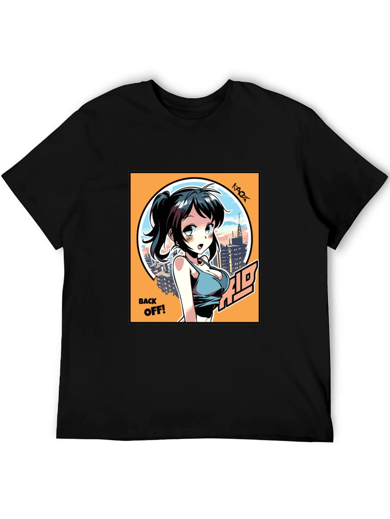 Anime Girl Graphic T-Shirt: Back Off! Design